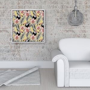 WRT Ltd Toucans, Orchids And Palm Leaves Framed Canvas - 16" x 16" - White WRT Ltd Toucans, Orchids And Palm Leaves Framed Canvas - 16" x 16" - White