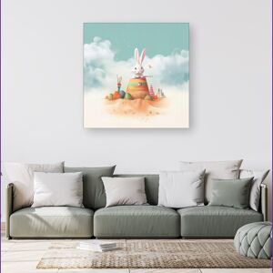 WRT Ltd White Rabbit On A Beach Holiday Canvas - Small 10" x 10" WRT Ltd White Rabbit On A Beach Holiday Canvas - Small 10" x 10"