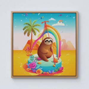 WRT Ltd Sloth On A Beach Holiday Framed Canvas - 10" x 10" - Pine WRT Ltd Sloth On A Beach Holiday Framed Canvas - 10" x 10" - Pine