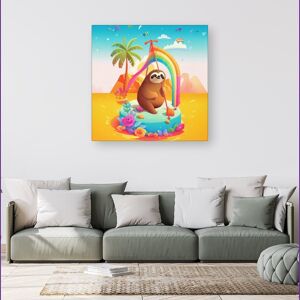 WRT Ltd Sloth On A Beach Holiday Canvas - Small 10" x 10" WRT Ltd Sloth On A Beach Holiday Canvas - Small 10" x 10"