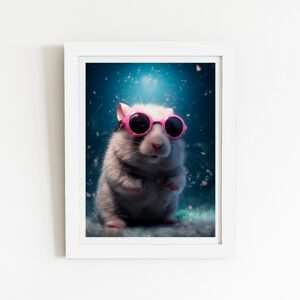 WRT Ltd Splashart DoorMouse with Pink Glasses Art Prints - 8" x 10" - White frame WRT Ltd Splashart DoorMouse with Pink Glasses Art Prints - 8" x 10" - White frame