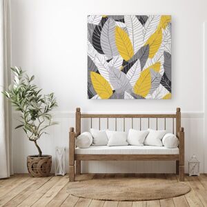 WRT Ltd Yellow Grey Feather Leaves Canvas - Medium 16" x 16" WRT Ltd Yellow Grey Feather Leaves Canvas - Medium 16" x 16"