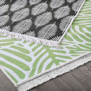 XS-Stock.com Ltd Evium Reversible Rug Interior Monochrome Pattern White Fringe 170cm - Green XS-Stock.com Ltd Evium Reversible Rug Interior Monochrome Pattern White Fringe 170cm - Green