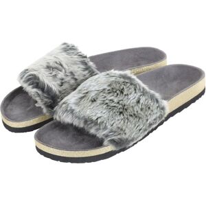 XS-Stock.com Ltd Womens Faux Fur Sliders Slippers With Glittery Moulded Sole - Grey - 5-6 XS-Stock.com Ltd Womens Faux Fur Sliders Slippers With Glittery Moulded Sole - Grey - 5-6
