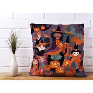 WRT Ltd A Vibrant Illustration Of Witches And Pumpkin Cushions - 60cm x 60cm WRT Ltd A Vibrant Illustration Of Witches And Pumpkin Cushions - 60cm x 60cm