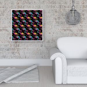 WRT Ltd Vivid Flamingo Pattern Framed Canvas - 16" x 16" - White WRT Ltd Vivid Flamingo Pattern Framed Canvas - 16" x 16" - White
