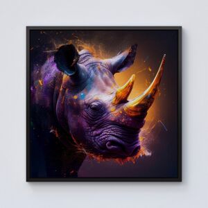 WRT Ltd Golden Rhino Face Splashart Framed Canvas - 10" x 10" - Black WRT Ltd Golden Rhino Face Splashart Framed Canvas - 10" x 10" - Black