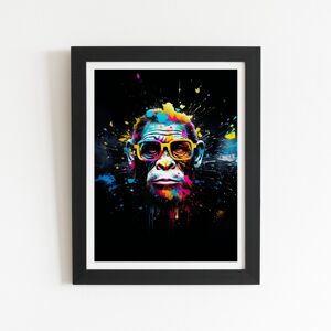 WRT Ltd Coloured Splashart Monkey Face Art Prints - 8" x 10" - Black frame WRT Ltd Coloured Splashart Monkey Face Art Prints - 8" x 10" - Black frame