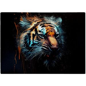 WRT Ltd Tiger Face Splashart Dark Background Glass Chopping Board WRT Ltd Tiger Face Splashart Dark Background Glass Chopping Board
