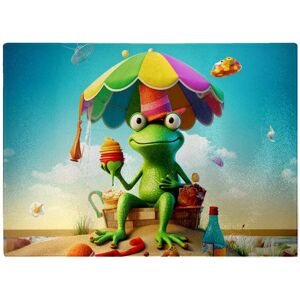 WRT Ltd Frog On A Beach Holiday Glass Chopping Board WRT Ltd Frog On A Beach Holiday Glass Chopping Board