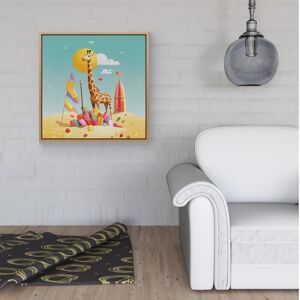 WRT Ltd A Giraffe On A Beach Holiday Framed Canvas - 16" x 16" - Pine WRT Ltd A Giraffe On A Beach Holiday Framed Canvas - 16" x 16" - Pine