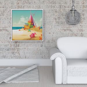 WRT Ltd Fish On A Beach Holiday Framed Canvas - 16" x 16" - White WRT Ltd Fish On A Beach Holiday Framed Canvas - 16" x 16" - White