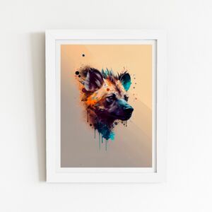 WRT Ltd Hyena Face Splashart Light Background Art Prints - 20" x 30" - White frame WRT Ltd Hyena Face Splashart Light Background Art Prints - 20" x 30" - White frame