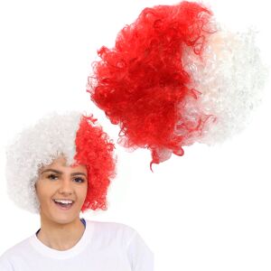 I Love Fancy Dress Red And White Polish Supporters Afro Wig - Single I Love Fancy Dress Red And White Polish Supporters Afro Wig - Single