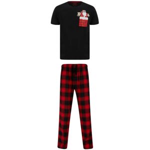 XS-Stock.com Ltd Mens Christmas Pyjama Set Santa Chimney Pocket/Check Bottoms - Black/Red - M XS-Stock.com Ltd Mens Christmas Pyjama Set Santa Chimney Pocket/Check Bottoms - Black/Red - M