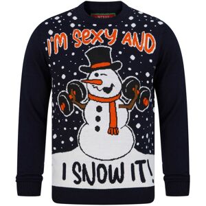 XS-Stock.com Ltd Mens Dumbell Snowman Sexy & I Snow It Christmas Jumper - Ink - M XS-Stock.com Ltd Mens Dumbell Snowman Sexy & I Snow It Christmas Jumper - Ink - M