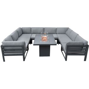 Brand Aluminum Modular Garden Set with Firepit - 8 Seats Brand Aluminum Modular Garden Set with Firepit - 8 Seats