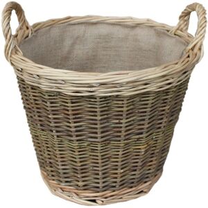 Red Hamper Small Unpeeled Hessian Lined Wicker Log Basket Red Hamper Small Unpeeled Hessian Lined Wicker Log Basket