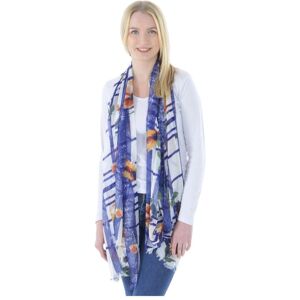 XS-Stock.com Ltd Womens Lightweight Sheer Scarf With Check & Floral Print XS-Stock.com Ltd Womens Lightweight Sheer Scarf With Check & Floral Print