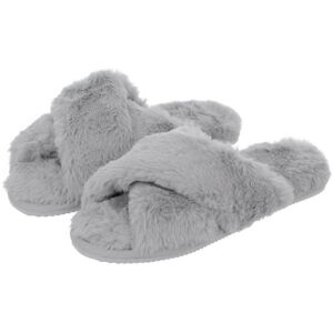XS-Stock.com Ltd Womens Trixie Mule Slippers Crossover Sliders Soft Faux Fur - Grey - UK 8 XS-Stock.com Ltd Womens Trixie Mule Slippers Crossover Sliders Soft Faux Fur - Grey - UK 8
