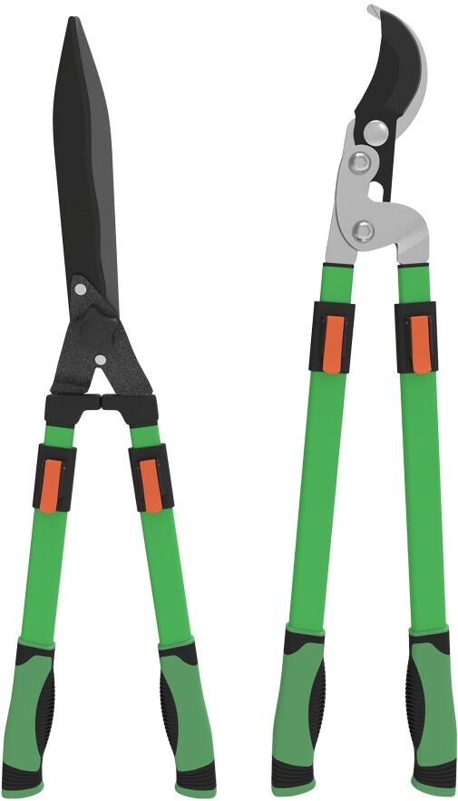 MHSTAR UK LTD Outsunny 2 Pcs Garden Shears Set, Tree Lopper, Hedge Shears with Telescopic Extendable Handles, Garden Shears for Hedges, Shrubs and Bushes, Lightweig