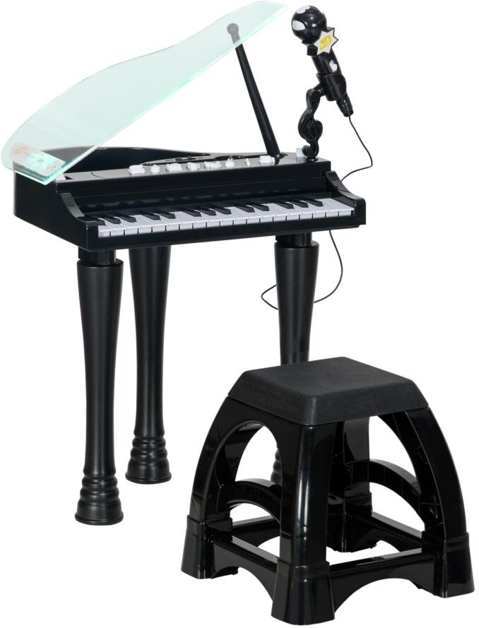 MHSTAR UK LTD AIYAPLAY 32 Keys Kids Piano Keyboard with Stool, Lights, Microphone, Multiple Sounds, Removable Legs, Electronic Musical Instrument for Boys Girls, Bl