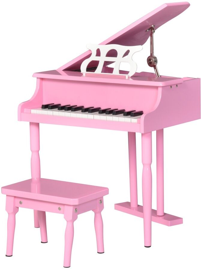 MHSTAR UK LTD HOMCOM 30 Keys Kids Keyboard Piano Mini Piano Set Grand Piano with Music Stand and Bench Pink