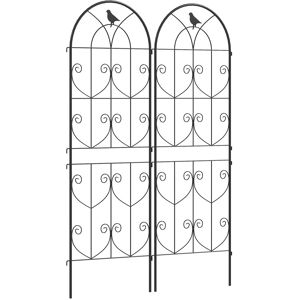 MHSTAR UK LTD Outsunny Set of 2 Metal Garden Trellis, Decorative Trellis Panels for Climbing Outdoor Plants, Vegetables, Vines, Flowers, 150 x 50 cm, Bird Design