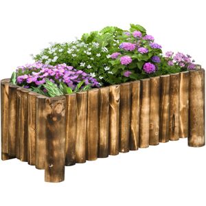 MHSTAR UK LTD Outsunny Raised Flower Bed Wooden Rectangualr Planter Container Box Wood 4 Feet