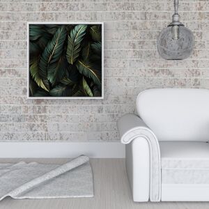WRT Ltd Green and Gold Leaves Framed Canvas - 16" x 16" - White WRT Ltd Green and Gold Leaves Framed Canvas - 16" x 16" - White