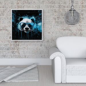 WRT Ltd Blue Splashart Panda Face Framed Canvas - 16" x 16" - White WRT Ltd Blue Splashart Panda Face Framed Canvas - 16" x 16" - White