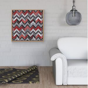 WRT Ltd Red Grey Geometric Pattern Framed Canvas - 40" x 40" - White WRT Ltd Red Grey Geometric Pattern Framed Canvas - 40" x 40" - White