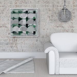 WRT Ltd Geometric Grey Green Framed Canvas - 16" x 16" - White WRT Ltd Geometric Grey Green Framed Canvas - 16" x 16" - White