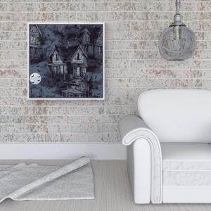 WRT Ltd Spooky Shadowy Haunted House Framed Canvas - 16" x 16" - White WRT Ltd Spooky Shadowy Haunted House Framed Canvas - 16" x 16" - White