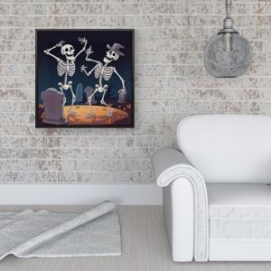 WRT Ltd Skeletons Dancing Framed Canvas - 16" x 16" - Black WRT Ltd Skeletons Dancing Framed Canvas - 16" x 16" - Black