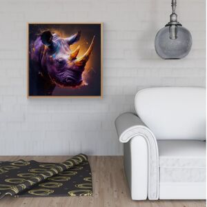 WRT Ltd Golden Rhino Face Splashart Framed Canvas - 30" x 30" - White WRT Ltd Golden Rhino Face Splashart Framed Canvas - 30" x 30" - White