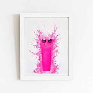 WRT Ltd Pink Splashart Glass Art Prints - 24" x 36" - White frame WRT Ltd Pink Splashart Glass Art Prints - 24" x 36" - White frame