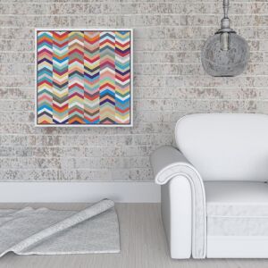 WRT Ltd Geometric Multi Colored Chevron Pattern Framed Canvas - 16" x 16" - White WRT Ltd Geometric Multi Colored Chevron Pattern Framed Canvas - 16" x 16" - White