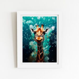 WRT Ltd Splashart Giraffe Face Art Prints - 12" x 16" - Black frame WRT Ltd Splashart Giraffe Face Art Prints - 12" x 16" - Black frame