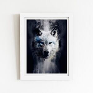 WRT Ltd White Wolf Face Splashart Dark Backgrouns Art Prints - 12" x 16" - Black frame WRT Ltd White Wolf Face Splashart Dark Backgrouns Art Prints - 12" x 16" - Black frame