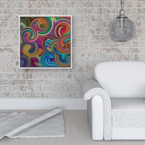 WRT Ltd Colourful Wave Pattern Framed Canvas - 16" x 16" - White WRT Ltd Colourful Wave Pattern Framed Canvas - 16" x 16" - White