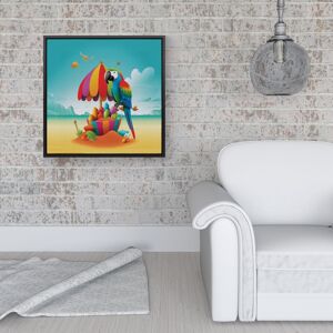 WRT Ltd Parrot On A Beach Holiday Framed Canvas - 16" x 16" - Black WRT Ltd Parrot On A Beach Holiday Framed Canvas - 16" x 16" - Black