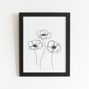 WRT Ltd Monochrome Line Drawn Poppies Art Prints - 8" x 10" - Black frame WRT Ltd Monochrome Line Drawn Poppies Art Prints - 8" x 10" - Black frame