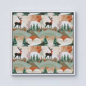 WRT Ltd Reindeer On A Snowy Landscape Pattern Framed Canvas - 10" x 10" - White WRT Ltd Reindeer On A Snowy Landscape Pattern Framed Canvas - 10" x 10" - White