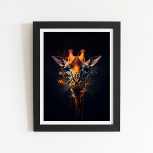 WRT Ltd Golden Giraffe Face Splashart Art Prints - 8" x 10" - Black frame WRT Ltd Golden Giraffe Face Splashart Art Prints - 8" x 10" - Black frame