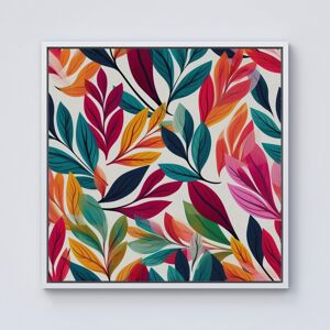 WRT Ltd Bright Leaves Pattern Framed Canvas - 10" x 10" - White WRT Ltd Bright Leaves Pattern Framed Canvas - 10" x 10" - White