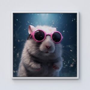 WRT Ltd Splashart DoorMouse with Pink Glasses Framed Canvas - 10" x 10" - White WRT Ltd Splashart DoorMouse with Pink Glasses Framed Canvas - 10" x 10" - White