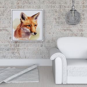 WRT Ltd Fox Watercolour Framed Canvas - 16" x 16" - White WRT Ltd Fox Watercolour Framed Canvas - 16" x 16" - White