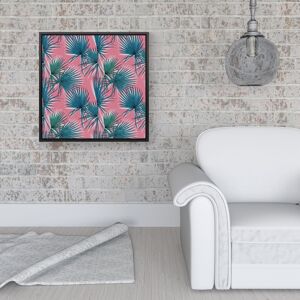 WRT Ltd Pink Green Fan Palms Framed Canvas - 16" x 16" - Black WRT Ltd Pink Green Fan Palms Framed Canvas - 16" x 16" - Black