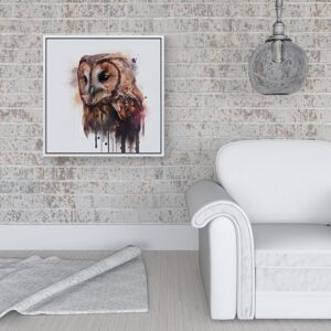 WRT Ltd Tawny Owl Face Splashart Light Background Framed Canvas - 16" x 16" - White WRT Ltd Tawny Owl Face Splashart Light Background Framed Canvas - 16" x 16" - White